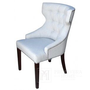 Luxurious white upholstered chair for office, bedroom, desk, venge legs LEONARDO OUTLET [CLONE]