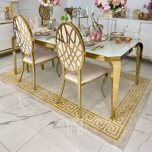 Luksusowy dywan z greckim wzorem, klasyczny, beżowy, złoty APOLLO GOLD