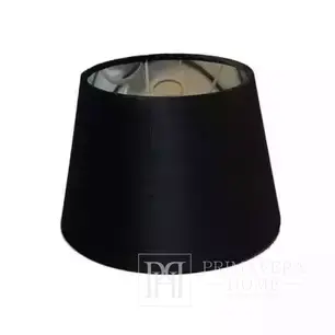 Abażur czarny do lampy stołowej glamour okrągły stożkowy welurowy ze srebrnym wykończeniem 35 cm