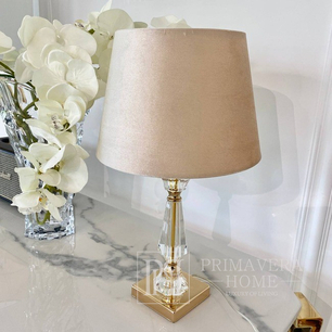 Lampenschirm für eine Tischlampe, Glamour, rund, konisch, beige Velours 25 cm