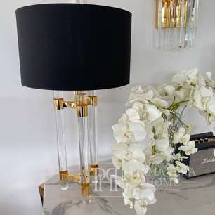 Lampa stołowa glamour, nowoczesna, designerska art deco, nowojorska, transparentna złota SERENA