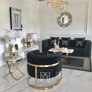 Schwarz-goldener Glamour-moderner, stilvoller Designer-Sessel für das BENT OUTLET Wohn- und Esszimmer