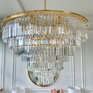 Żyrandol glamour kryształowy okrągły, nowoczesny lampa wisząca złoty GLAMOUR XL 100 cm