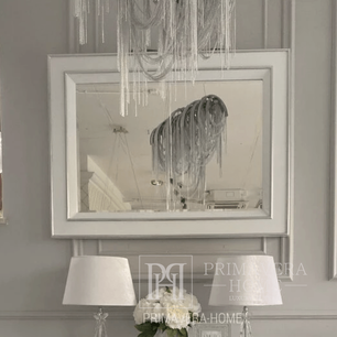 Lustro dekoracyjne prostokątne PRINCESSA glamour w stylu nowojorskim biała rama 120x80cm