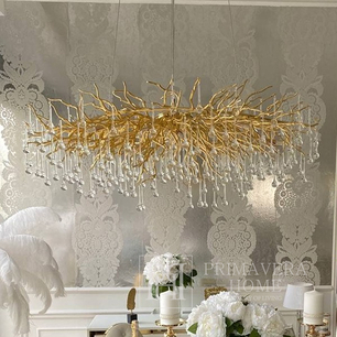 Designer glamor chandelier, exclusive in a modern style, gold RAIN XL