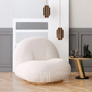 Swivel armchair modern round designer boucle beige LONDON