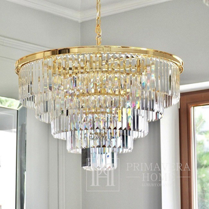 Modern round glamor crystal chandelier, pendant lamp, gold GLAMOR 80 cm OUTLET 