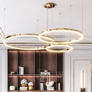 Runde LED-Glamourlampe mit glänzenden Ringen, verstellbar, modern, Loftgold GALASSIA