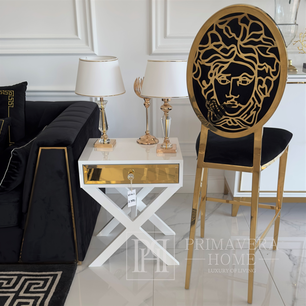 Luxury bar stool, island, modern, glamor, black, gold Medusa