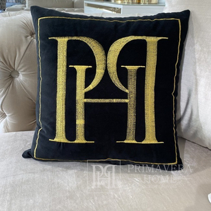 Cushion 40x40 with the PH logo, black, gold, decorative, square