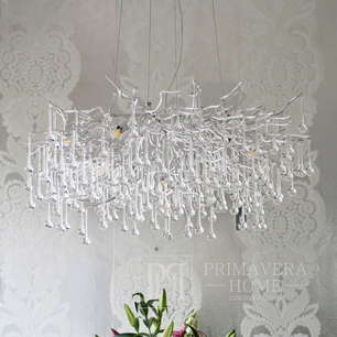 Chandelier, glamour ceiling lamp, modern hanging lamp RAIN M SILVER OUTLET