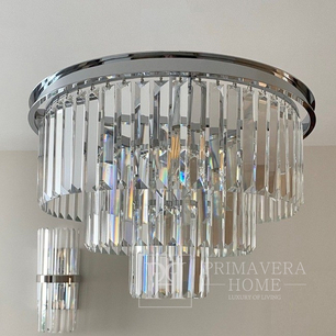Plafon glamour kryształowy żyrandol przysufitowy nowoczesny srebrny GLAMOUR 50 cm