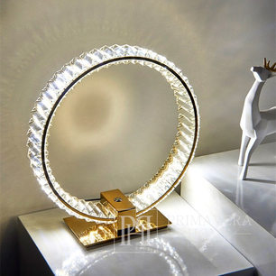Krištolo stalinis šviestuvas, žiedas, auksinis, glamūrinis naktinis šviestuvas, modernus, apvalus ECLIPSE