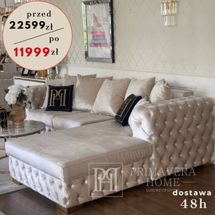 Luxurious beige quilted corner sofa for the living room, corner sofa with sleeping function, right-hand side, extendable MILANO EX-DISPLAY 295cm