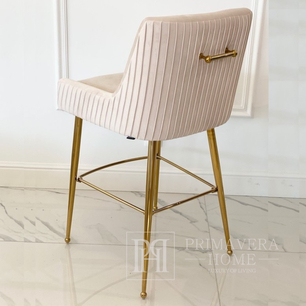 Modern glamor stool in beige golden velvet fabric PALOMA