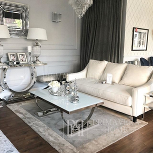 Coffee table modern silver glamour style white MARCELLO  OUTLET