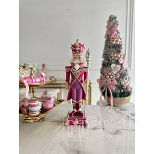 Nutcracker decoration pink, large, festive, with a rod