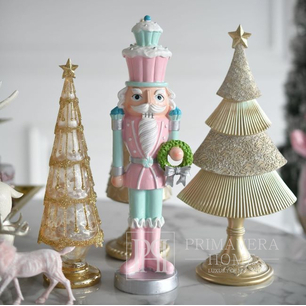 Nutcracker with a wreath, pink and blue, 41 cm