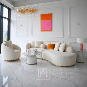 Designer corner sofa, semicircular, modern, beige, gold corner sofa 280cm MIAMI