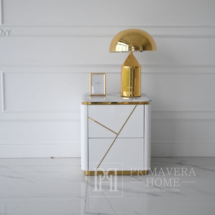 Glamor bedside table lacquered high gloss white gold for the bedroom AVENUE