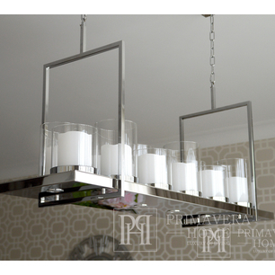 Hanging glamor chandelier, steel, New York style, silver MODERN OUTLET