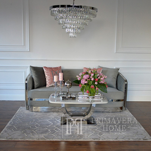 MADONNA Elegant and modern silver grey glamour upholstered sofa OUTLET