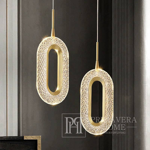 Modern chandelier, glamor pendant lamp, gold, designer, exclusive, hanging plafond VALO DOUBLE