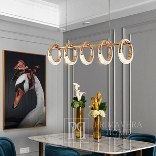 Modern, gold, glamorous chandelier, above the table, above the island, oblong ROUND L