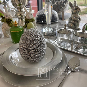 Table decoration, Easter silver EGG decorated with flowers
