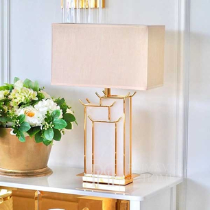 Art deco table lamp rectangular marble base glamor lux VITTORIA GOLD OUTLET
