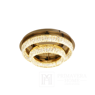 Krištolinis, auksinis, dizaineris, išskirtinis modernaus stiliaus lubinis šviestuvas, apvalus, žiedinis, lubinis šviestuvas BELLINI 