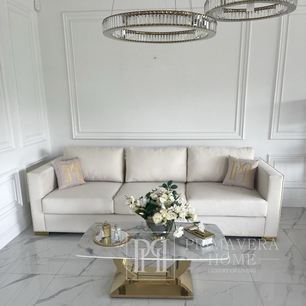 Moderni sofa svetainei, dizainerė, išskirtinė, glamūrinė, su aukso skersiniais MONACO [CLONE]