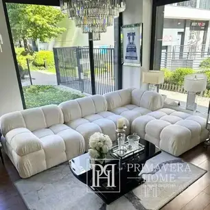 Glamorous, modern, designer sofa for the living room, boucle NICEA, 5-seater 