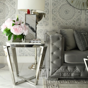 Šoninis staliukas glamour su marmuriniu viršumi, sidabrinis, chromuotas RALPH 
