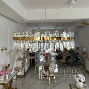Crystal chandelier, glamor, gold, designer, exclusive in a modern style, round hanging lamp BULGARI M 80cm 