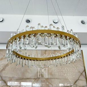 Crystal chandelier, glamor, gold, designer, round, designer BULGARI S 