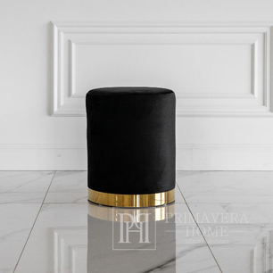 Luxurious pouf, for the bedroom, dressing table, upholstered, glamorous black gold MINI pouffe 