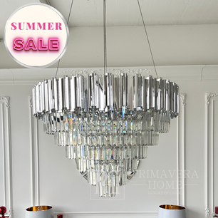 ROYAL glamor chandelier hanging, exclusive crystal lamp, round, silver Lighting