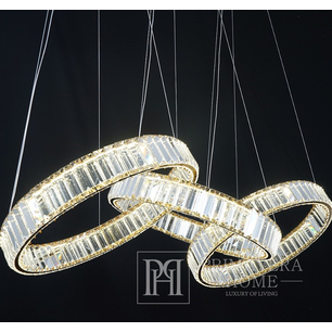 Żyrandol kryształowy ECLIPSE MAX , ringi, srebrna, lampa wisząca glamour nowoczesna do salonu, regulowana 