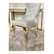 Kėdė minkšta, dygsniuota su plieninėmis kojomis, aukso ir pilkos spalvos, svetainei GRETA