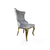 Kėdė minkšta, dygsniuota su plieninėmis kojomis, aukso ir pilkos spalvos, svetainei GRETA