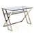 Desk table MODERN glass stainless steel silver