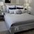 Classic Upholstered bed quilted chesterfield grey, white