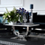 Glamūrinis svetainės kavos staliukas su balto marmuro stalviršiu, sidabriniu ART DECO 
