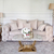 Glamouröser Couchtisch für das Wohnzimmer mit weißer Marmorplatte, goldenem ART DECO