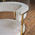 Designerskie krzesło glamour, do jadalni, nowoczesne, półokrągłe, do toaletki, stalowe, beżowe, złote MARCO