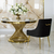 Design table ANTONIO 130 cm round steel for the dining room with a white, black marble top, modern glamor gold 