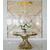 Designerski stół ANTONIO 130 cm okrągły stalowy do jadalni z białym, czarnym blatem marmurowym nowoczesny glamour złoty 
