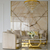 Glamūrinis svetainės kavos staliukas su balto marmuro stalviršiu, auksiniu ART DECO 