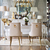 Gold upholstered chair on steel straight legs, beige MADAME